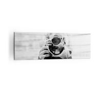 Impression sur Toile 160x50cm Tableaux Image Photographe Noir Et Blanc Double