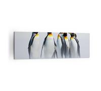 Impression sur Toile 160x50cm Tableaux Image Pingouins Hiver Neige Promenade