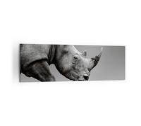 Impression sur Toile 160x50cm Tableaux Image Rhinocéros Monochrome Des Animaux