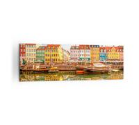 Impression sur Toile 160x50cm Tableaux Image Voiliers Eau Architecture Port