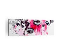 Impression sur Toile 160x50cm Tableaux Les femmes visages yeux illustration