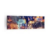 Impression sur Toile 160x50cm Tableaux Voiture personnes restaurant vie nocturne