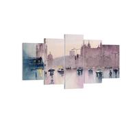 Impression sur Toile 160x85cm Tableaux Aquarelle Ville Monuments Historiques