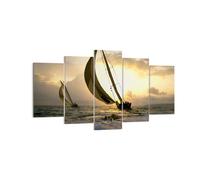 Impression sur Toile 160x85cm Tableaux bateau coucher du soleil Paysage