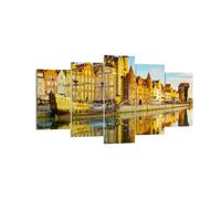 Impression sur Toile 160x85cm Tableaux Bateau rivière architecture histoire