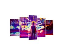 Impression sur Toile 160x85cm Tableaux futuriste graphiques ville éclairage