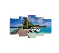 Impression sur Toile 160x85cm Tableaux Île des Maldiviens archipel océan hutte