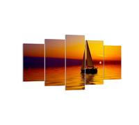 Impression sur Toile 160x85cm Tableaux Image Bateau coucher de soleil paysage