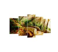 Impression sur Toile 160x85cm Tableaux Image Chemin pont en pierre forêt automne