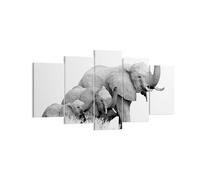 Impression sur Toile 160x85cm Tableaux Image Éléphants Famille Noir Et Blanc
