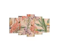Impression sur Toile 160x85cm Tableaux Image Flamingos Plantes oiseaux exotiques