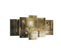 Impression sur Toile 160x85cm Tableaux Image illustration désastre Rue Pluie