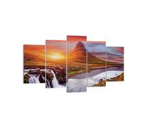 Impression sur Toile 160x85cm Tableaux Image Kirkjufell Chute D'Eau Montagne