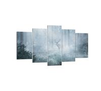 Impression sur Toile 160x85cm Tableaux Image Photo Cerf Forêt Aube Decoration