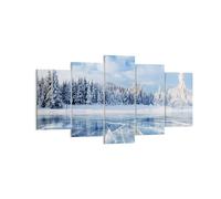 Impression sur Toile 160x85cm Tableaux Image Photo Forêt Glace Lac Decoration