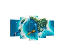 Impression sur Toile 160x85cm Tableaux Image Photo Hélicoptère océan île paradis