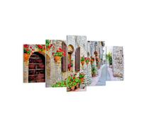 Impression sur Toile 160x85cm Tableaux Image Photo Italie rue fleurs histoire