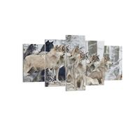 Impression sur Toile 160x85cm Tableaux Image Photo Meute Loups Hiver Decoration