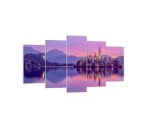 Impression sur Toile 160x85cm Tableaux Image Photo Paysage Montagne Lac église