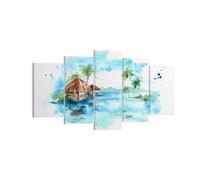 Impression sur Toile 160x85cm Tableaux Image Photo Tropiques eau bungalow rivage