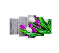 Impression sur Toile 160x85cm Tableaux Image Photo Tulipes bois bouquet fleurs
