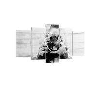 Impression sur Toile 160x85cm Tableaux Image Photographe Noir Et Blanc Double