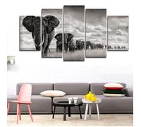 Impression sur toile 200x100 cm 5 parties Animaux migrateurs éléphants tableau decoration murale photographie Sans cadre