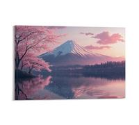 Impression sur toile 3D - Motif cerises japonaises - Peinture moderne de paysage pour chambre à coucher, salon, cuisine - 40 x 60 cm