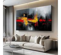 Impression sur toile 40L x30l cm decoration chambre -tableau decoration murale Art moderne abstrait decoration maison - Tableau Moderne - toile peinture Rouge Noir