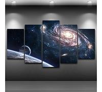 Impression sur Toile 5 Partie XXL - Espace planète univers galaxie 200x100cm - Impression De Photos sur Toile Mur Art - Imprimée Tableau Moderne Déco d'art - impression sur murale Moderne Art Toile P