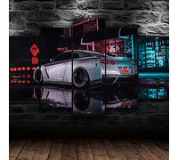 Impression sur Toile 5 Parties Image Imprimée sur Toile Voiture De Sport Modifiée GTR Peinture Décoration Murale avec Cadre Artwork Peinture