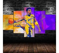 Impression sur Toile 5 Parties Tableau Tableaux Kobe Bryant,superstar du basket-ball Black Mamba Deco Murale Photo Image Artistique Photographie Graphique Abstrait HD Imprimé Maison Décor À La Cadre