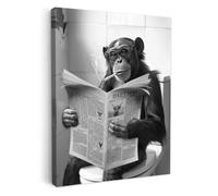 Impression sur Toile 50x70 cm - Décoration Murale Peinture - Motif Journal Singe - MuchoWow