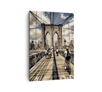 Impression sur Toile 50x70cm Tableaux Amérique pont de Brooklyn construction