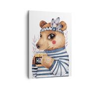 Impression sur Toile 50x70cm Tableaux Anthropomorphisation Ours Pour Enfants