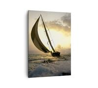 Impression sur Toile 50x70cm Tableaux bateau coucher du soleil le soleil Paysage