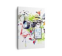 Impression sur Toile 50x70cm Tableaux flamants roses sauvage faune photographe