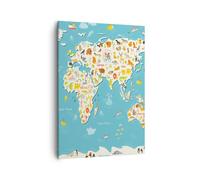 Impression sur Toile 50x70cm Tableaux géographie Globe graphique illustration