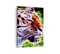 Impression sur Toile 50x70cm Tableaux Image Afrique agression animaux tigre
