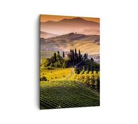 Impression sur Toile 50x70cm Tableaux Image Agriculture ferme toscane vignoble