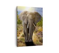 Impression sur Toile 50x70cm Tableaux Image Animaux Afrique éléphant marche
