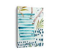 Impression sur Toile 50x70cm Tableaux Image Aquarelle palmier tropique bateau