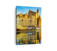 Impression sur Toile 50x70cm Tableaux Image Bateau rivière architecture histoire