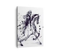 Impression sur Toile 50x70cm Tableaux Image Cheval chevalier histoire équitation