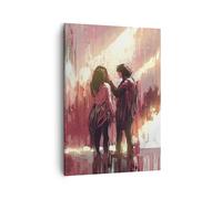 Impression sur Toile 50x70cm Tableaux Image Couple artistique illustration amant