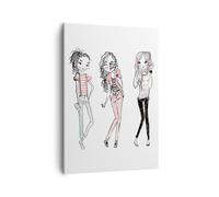 Impression sur Toile 50x70cm Tableaux Image Filles mode tendances rencontre