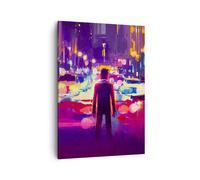 Impression sur Toile 50x70cm Tableaux Image futuriste graphiques ville éclairage
