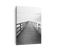 Impression sur Toile 50x70cm Tableaux Image Jetée Point De Vue Noir Et Blanc