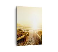 Impression sur Toile 50x70cm Tableaux Image le lever du soleil vague île océan