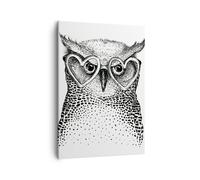 Impression sur Toile 50x70cm Tableaux Image mode conception hibou aquarelle